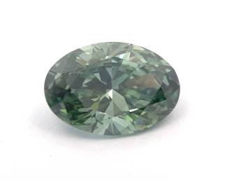 3.00 Carat Oval Brilliant Fancy Vivid Green Lab-Grown Diamond w/ IGI Report