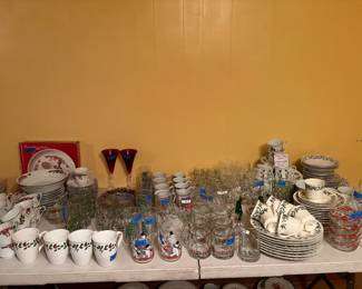 Christmas dishes and glassware