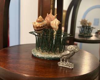 Green Antique Frog and an owl