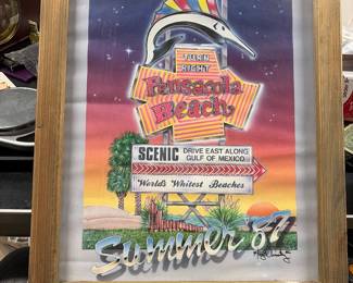 Signed Pensacola Beach lithograph