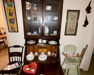 Antique secretary, high chair