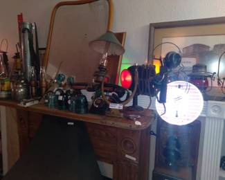 Railroad depot phones and lighting. RR insulators