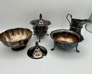 Vintage Barker Ellis Silver Plated Coffee Set with Decorative Feet