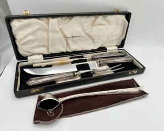 Vintage Sheffield National Silver Co 3piece SilverPlated Carving Set in Fitted Case