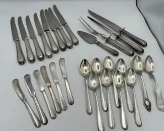 Sterling Silver Egg Spoons Butter Knives  Soup Spoon with Silver Plated Serve Ware