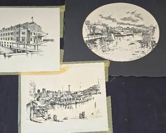 Ink print scenes of Seattle