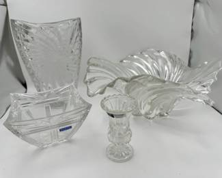 Marquis by Waterford Crystal Bowl in the Odyssey Patternwith Other Crystal Vases  Decor