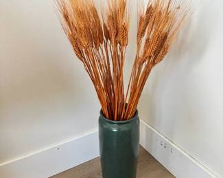 Bruning Studio Pottery Vase with Dried Wheat Stalks