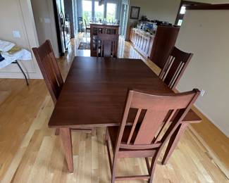 Solid cherry custom crafted dining table (4 leaves) with 6 chairs