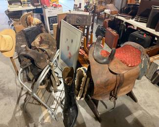Antique saddles and western items