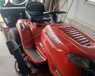 ***Available For Pre Sale***Troy Built riding mower with bagger. Runs great, needs deck belt put back on. $700