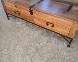 RUSTIC WOOD COFFEE TABLE WITH HIDDEN STORAGE