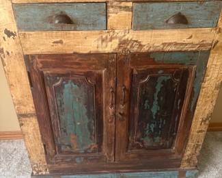 RECLAIMED WOOD CABINET WITH DISTRESSED FINISHES