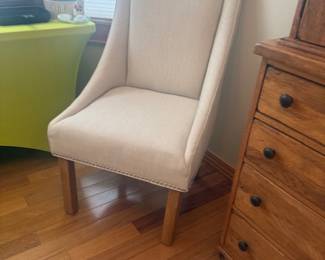 SLOPING ARM CHAIR WITH NAIL HEAD TRIM.  WE HAVE 2