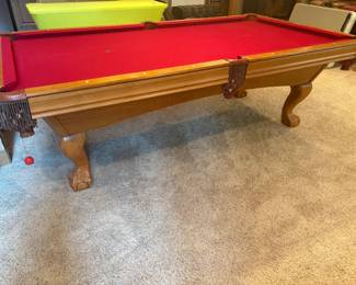 BRUNSWICK CONTENDER SERIES ALLENTON 8 FT POOL TABLE.  1" SLATE. MIX OF HARDWOOD  VENEERS AND MFD & SOLID WOOD RAILS