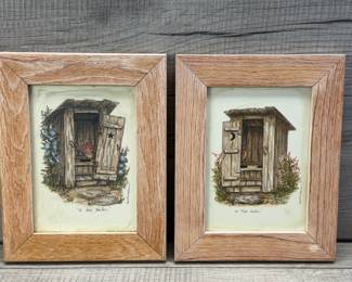 MARTHA HINSON RUSTIC OUTHOUSE FRAMED ART