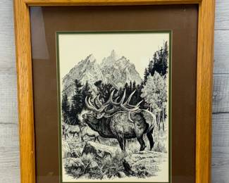 BILL O'NEILL BUGLING ELK WILDLIFE PRINT