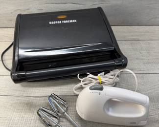 GEORGE FOREMAN GRILLING MACHINE & HAND MIXER