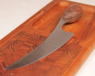 Dansk Cutting Knife & Teak Cutting Block Tray