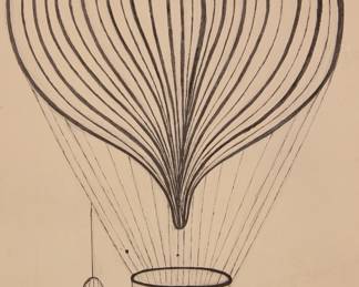 Mid Century Ink Draing of a Hot Air Balloon
