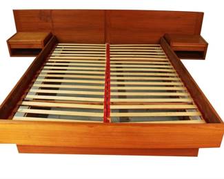 Jesper Danish modern Platform Bed With Floating Nightstands