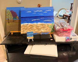 Framed beach art with craft and office supplies