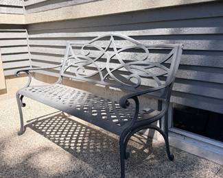 Black metal garden bench