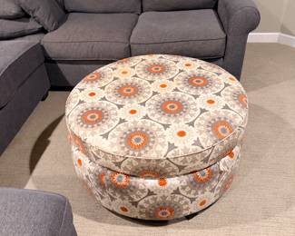 Round floral storage ottoman and footstool
