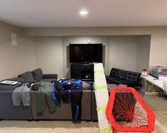 Basement living room furniture and home goods