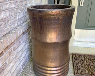 Tall bronze metal planter or umbrella stand
