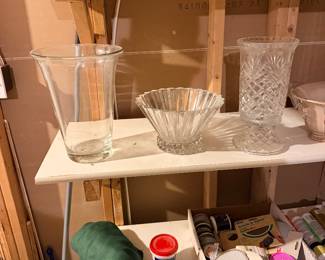 Mixed glassware and decorative serving pieces