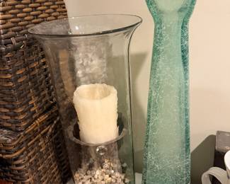 Glass candle holders vases and decor