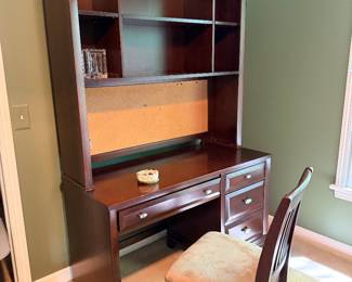 Wood computer desk with shelving