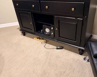 Black media console cabinet