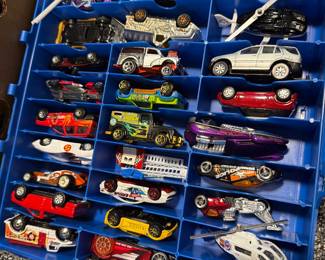 Hot Wheels diecast cars in cases