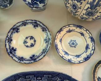 Johnson Brothers Oxford pattern Flow Blue porcelain plates