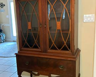 Antique Hellam Federal mahogany china cabinet