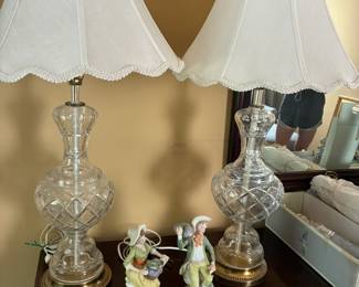 Pair of crystal lamps