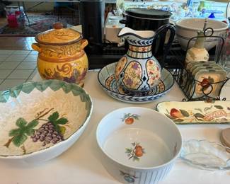 Decorative serveware- bowls, platters, pitchers, and more
