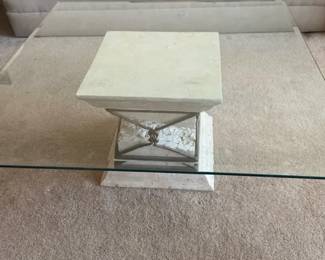 Travertine Pedestal Table