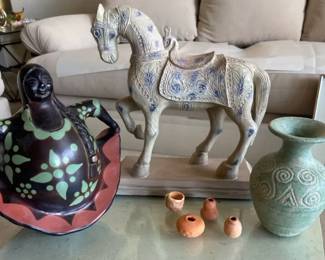 Antique Style Warhorse Folk Pottery