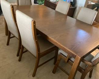 Large Dining Table With Two Leaves And Six Chairs