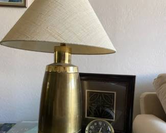 Brass Lamp, Clock Decor