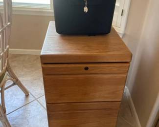 A Locking Wood Two Drawer File Cabinet And A Smaller Century Safe Locking Both With Key