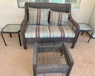 Patio Couch, Footrest And Tables