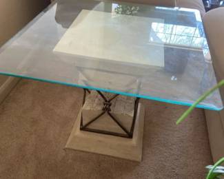 Travertine End Table