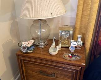 Wooden Side Table, Decorative Lamp