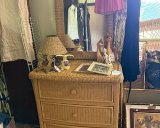 Wicker Dresser & Mirror
