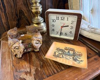 Vtg Clock, Vtg Owl Candle Holder