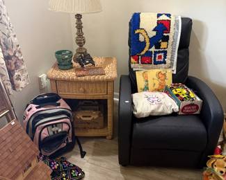 Rattan Side Table, Decorative Lamp, Recliner